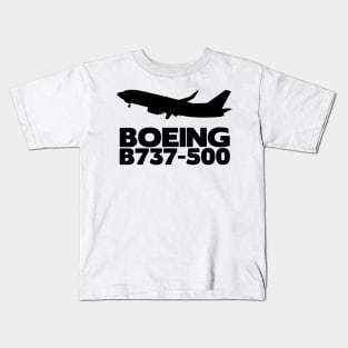 Boeing B737-500 Silhouette Print (Black) Kids T-Shirt